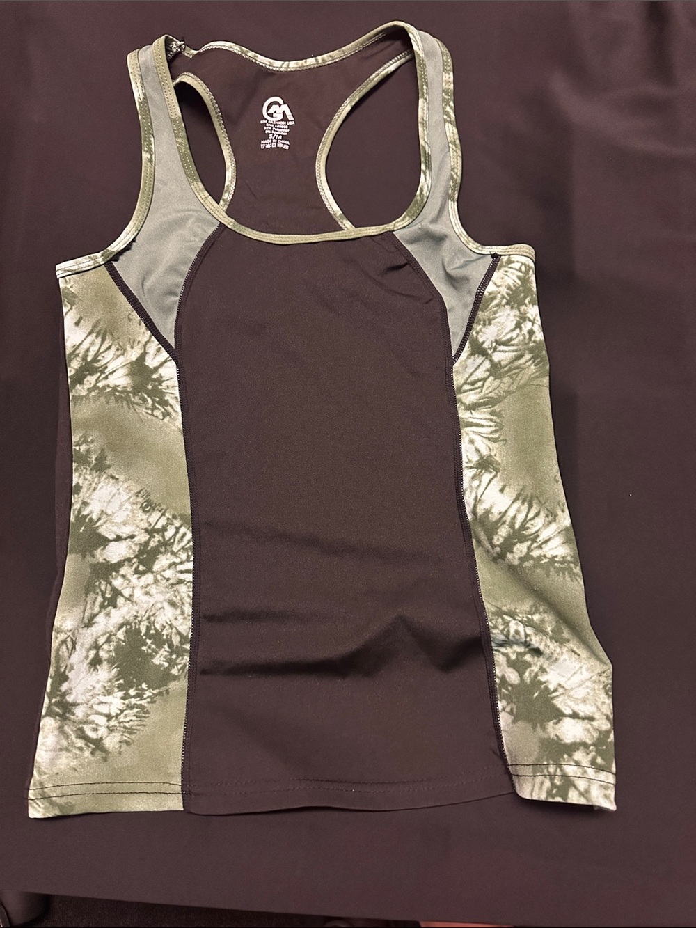 Athletic Racerback Tank Top - Olive Green & Black - GM Fashion